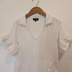 Me and Em Fit and Flare Dress 6 100% Cotton Gauze SS21WD40 White Beach Luxury